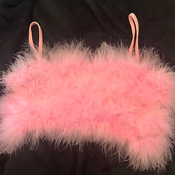 pink fuzzy crop top - Picture 1 of 2